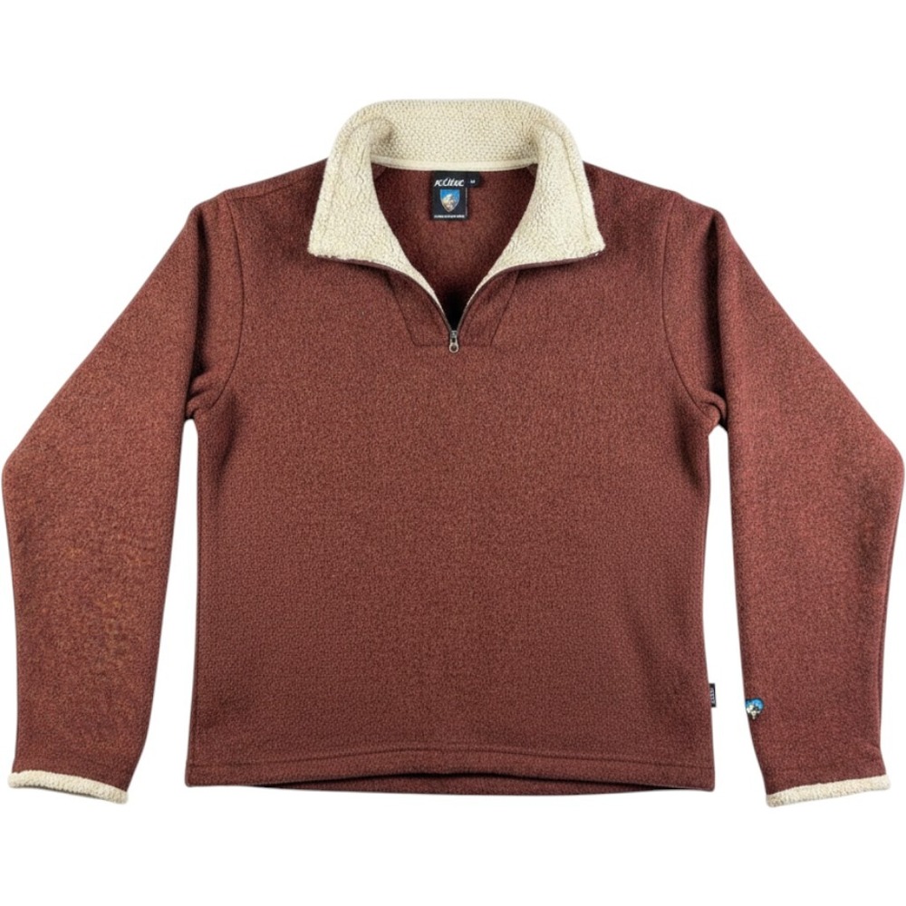KUHL Europa ALFPACA Quarter Zip Pullover Mens M Sherpa Trim Burgundy Maroon